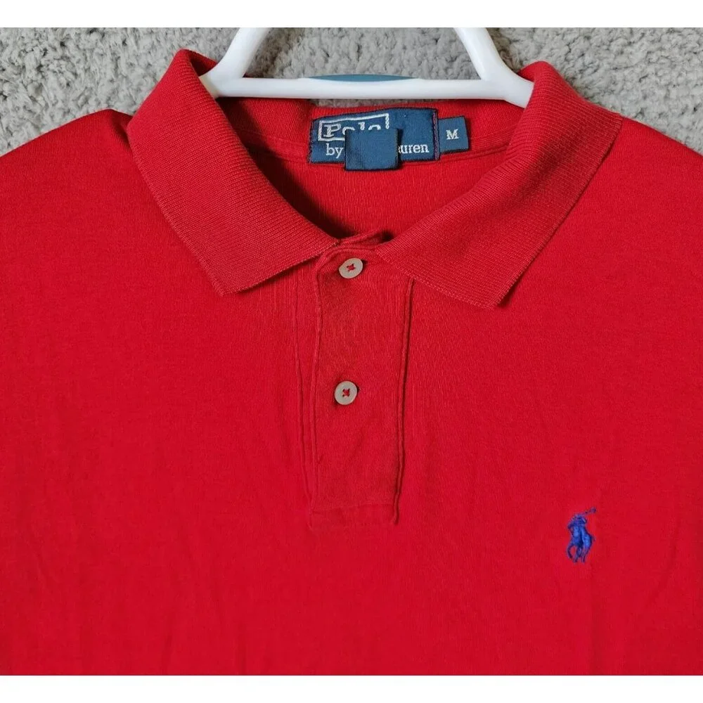 Polo by Ralph Lauren Classic Red Short Sleeve Polo Shirt Size Medium 100% Cotton